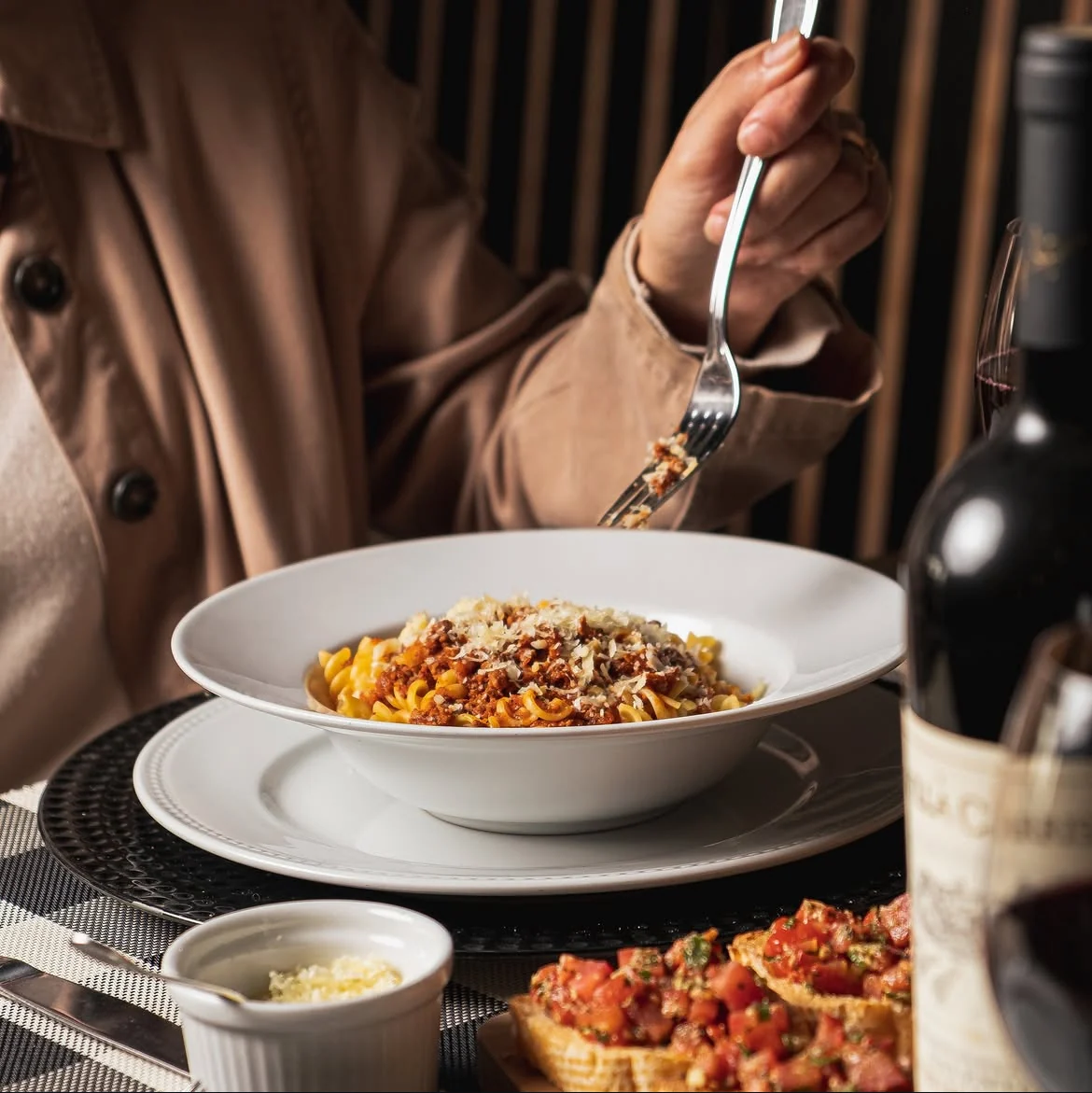 Pasta y vino en Punto Italiano